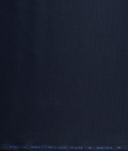 Solino  Solids European Cotton Linen Stretchable Trouser or Chinos Fabric (Dark Royal Blue)