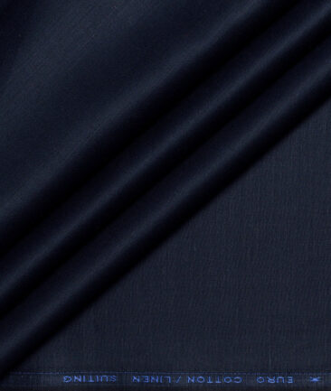 Solino  Solids European Cotton Linen Stretchable Trouser or Chinos Fabric (Dark Royal Blue)