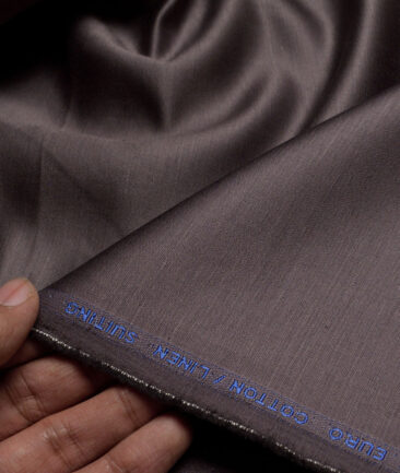 Solino  Solids European Cotton Linen Stretchable Trouser or Chinos Fabric (Greyish Brown)