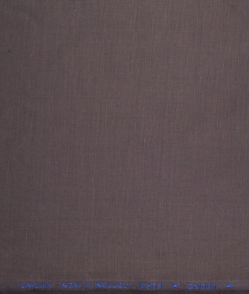 Solino  Solids European Cotton Linen Stretchable Trouser or Chinos Fabric (Greyish Brown)