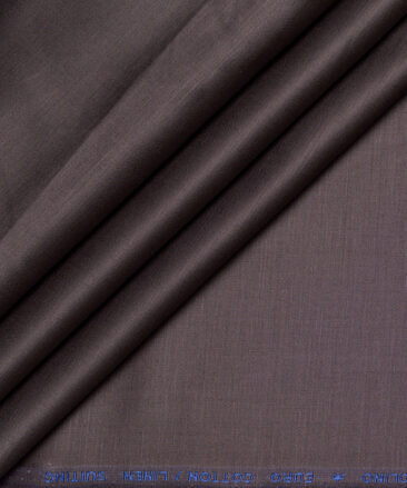 Solino  Solids European Cotton Linen Stretchable Trouser or Chinos Fabric (Greyish Brown)