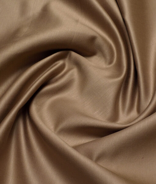 Solino  Solids European Cotton Linen Stretchable Trouser or Chinos Fabric (Mushroom Brown)