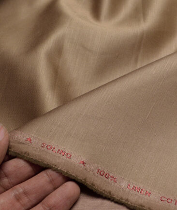 Solino  Solids European Cotton Linen Stretchable Trouser or Chinos Fabric (Mushroom Brown)