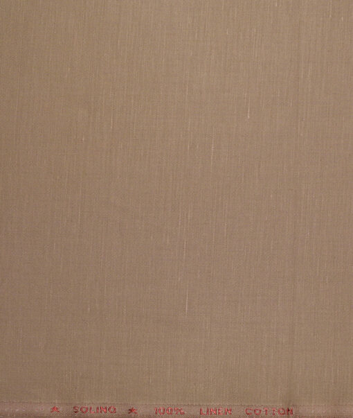 Solino  Solids European Cotton Linen Stretchable Trouser or Chinos Fabric (Mushroom Brown)