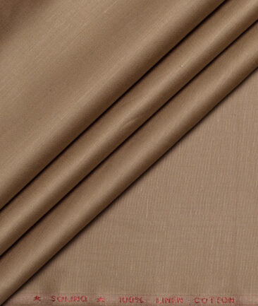 Solino  Solids European Cotton Linen Stretchable Trouser or Chinos Fabric (Mushroom Brown)