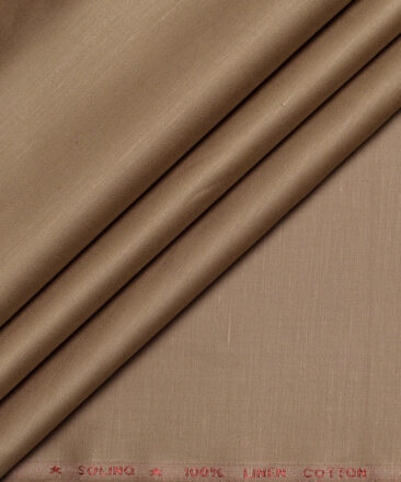 Solino  Solids European Cotton Linen Stretchable Trouser or Chinos Fabric (Mushroom Brown)