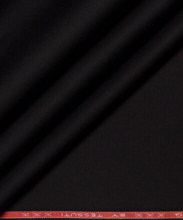 Tessuti  Solids Cotton Stretchable Trouser or Chinos Fabric (Black)