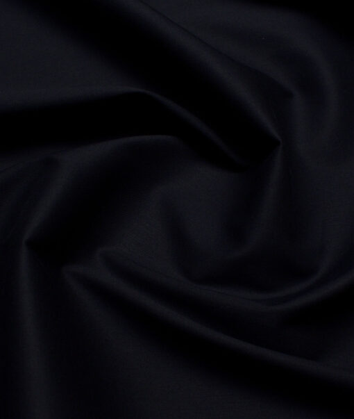 Vercelli italy  Solids Supima Cotton Stretchable Suiting Fabric (Dark Navy Blue)