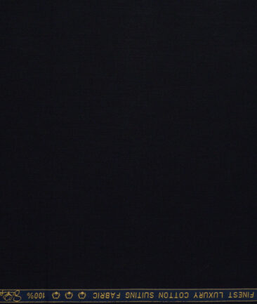 Vercelli italy  Solids Supima Cotton Stretchable Suiting Fabric (Dark Navy Blue)