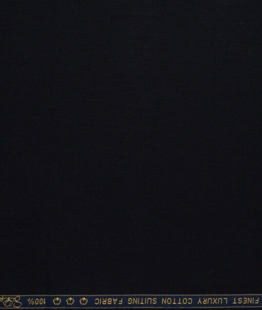 Vercelli italy  Solids Supima Cotton Stretchable Suiting Fabric (Dark Navy Blue)