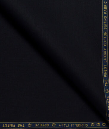 Vercelli italy  Solids Supima Cotton Stretchable Suiting Fabric (Dark Navy Blue)