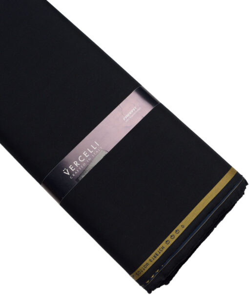 Vercelli italy  Solids Supima Cotton Stretchable Suiting Fabric (Dark Navy Blue)