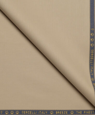 Vercelli italy  Solids Supima Cotton Stretchable Suiting Fabric (Sunset Beige)