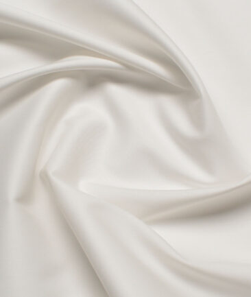 Vercelli italy  Solids Supima Cotton Stretchable Suiting Fabric (White)