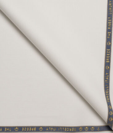 Vercelli italy  Solids Supima Cotton Stretchable Suiting Fabric (White)