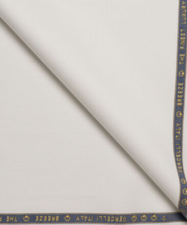 Vercelli italy  Solids Supima Cotton Stretchable Suiting Fabric (White)