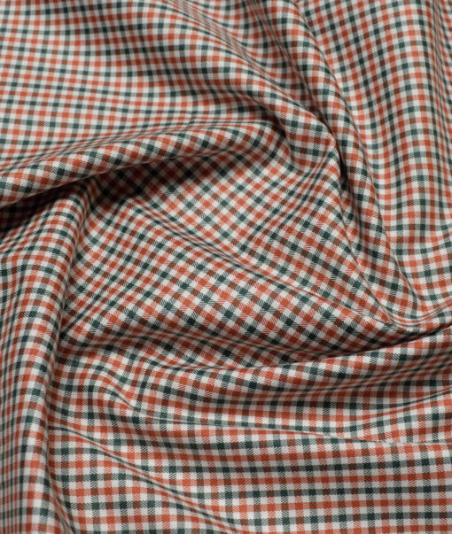 Arvind  Cotton Checks Shirting Fabric (Orange)