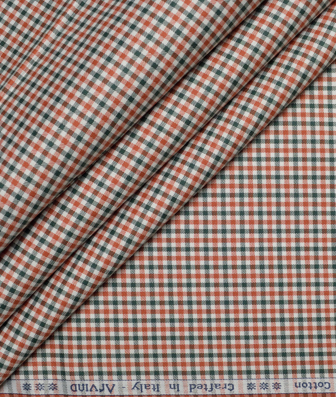 Arvind Cotton Checks Shirting Fabric (Orange) Arvind Cotton Checks Shirting Fabric (Orange)