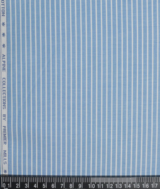 Premier Mills  Giza Cotton Striped Shirting Fabric (Blue)