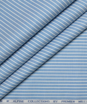 Premier Mills  Giza Cotton Striped Shirting Fabric (Blue)
