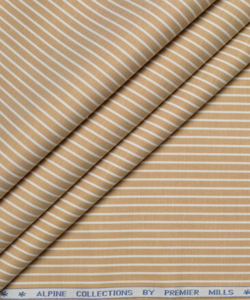Premier Mills  Giza Cotton Striped Shirting Fabric (Fawn Beige)
