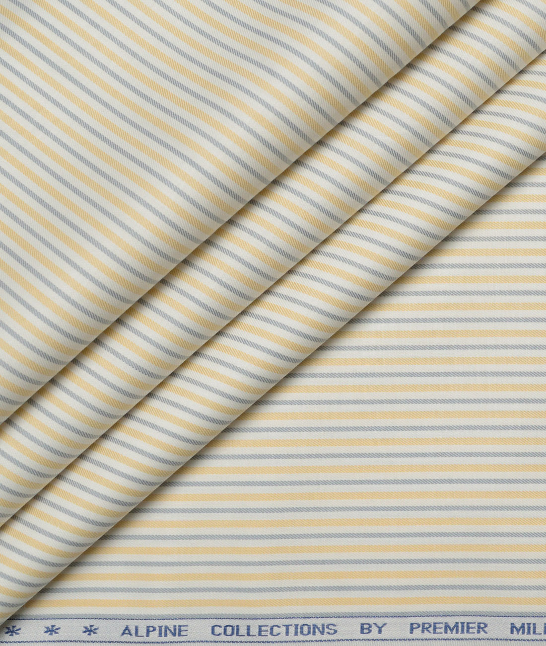 Premier Mills Giza Cotton Striped Shirting Fabric (White & Yellow) Premier Mills Giza Cotton Striped Shirting Fabric (White & Yellow)