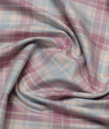 Premier Mills  Giza Cotton Checks Shirting Fabric (Cream & Onion Purple)