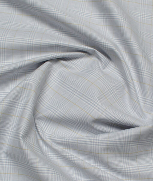 Cadini  Cotton Checks Shirting Fabric (Light Grey)