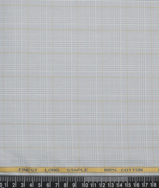 Cadini  Cotton Checks Shirting Fabric (Light Grey)