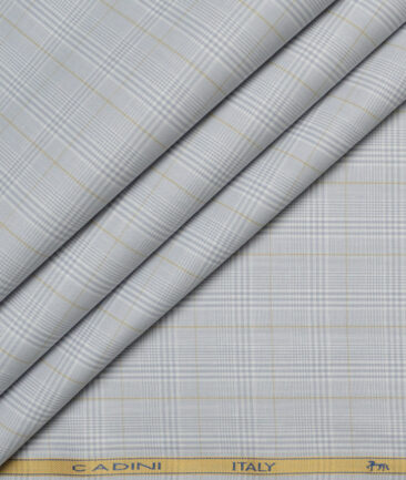 Cadini  Cotton Checks Shirting Fabric (Light Grey)