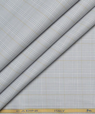 Cadini  Cotton Checks Shirting Fabric (Light Grey)