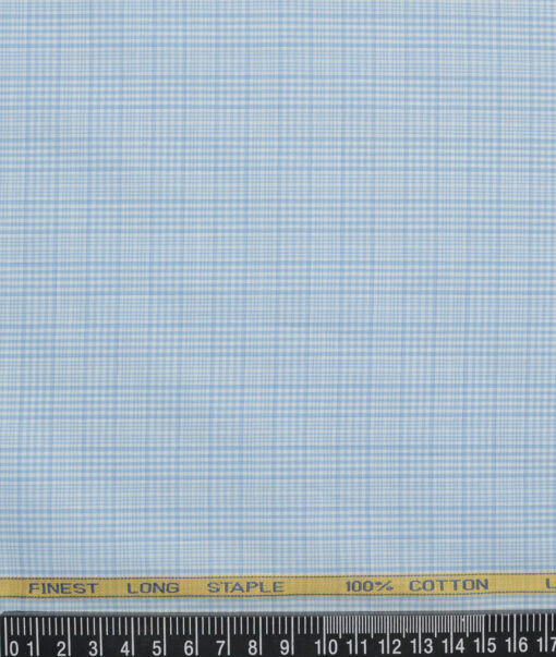 Cadini  Cotton Checks Shirting Fabric (Light Blue)