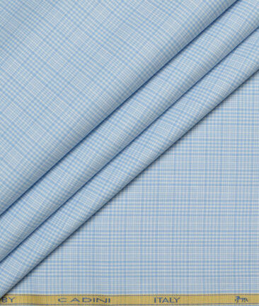 Cadini  Cotton Checks Shirting Fabric (Light Blue)