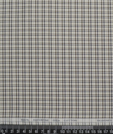 Tessitura Monti  Giza Cotton Checks Shirting Fabric (White & Brown)