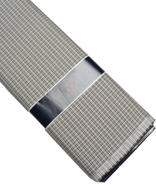 Tessitura Monti  Giza Cotton Checks Shirting Fabric (White & Brown)