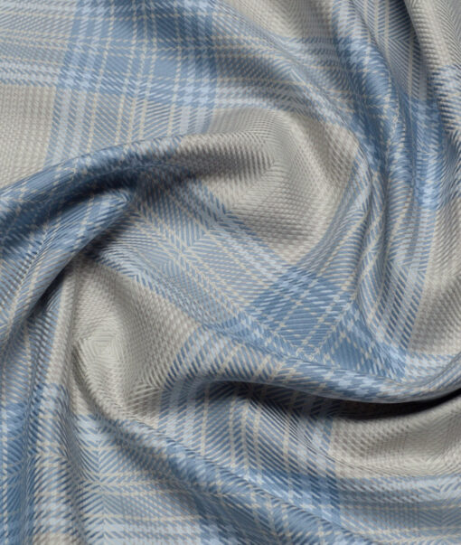 Tessitura Monti  Giza Cotton Checks Shirting Fabric (Biege & Blue)