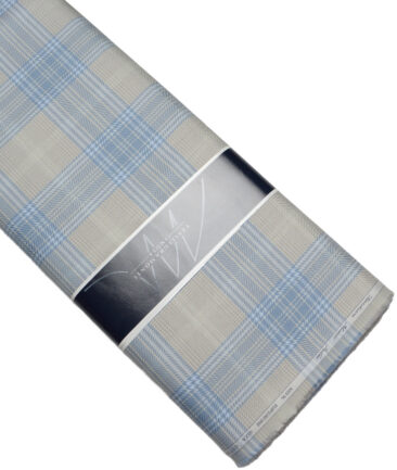 Tessitura Monti  Giza Cotton Checks Shirting Fabric (Biege & Blue)