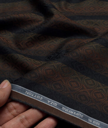 Tessitura Monti  Giza Cotton Striped Shirting Fabric (Dark Chocolate Brown)
