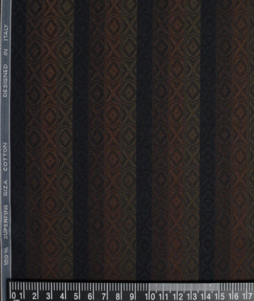Tessitura Monti  Giza Cotton Striped Shirting Fabric (Dark Chocolate Brown)