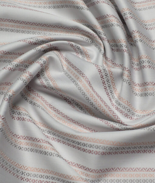 Tessitura Monti  Giza Cotton Striped Shirting Fabric (Light Grey)