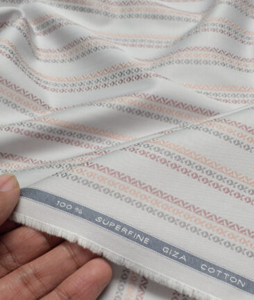 Tessitura Monti  Giza Cotton Striped Shirting Fabric (Light Grey)