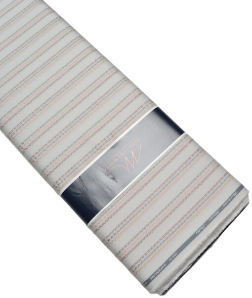 Tessitura Monti  Giza Cotton Striped Shirting Fabric (Light Grey)