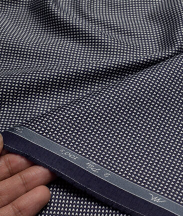 Tessitura Monti 2 Ply 100's Giza Cotton Self Design Shirting Fabric (Dark Royal Blue)