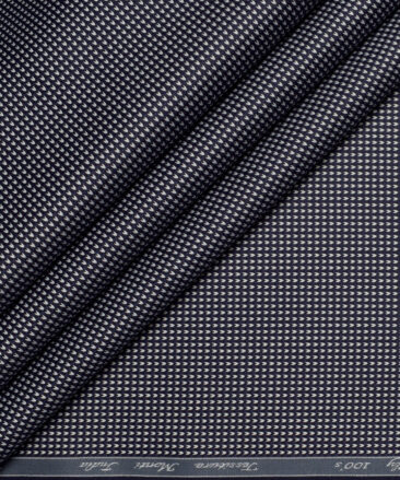 Tessitura Monti 2 Ply 100's Giza Cotton Self Design Shirting Fabric (Dark Royal Blue)