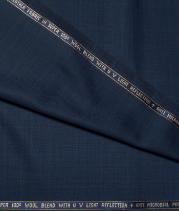 Raymond Super 100's Checks 52% Merino Wool Suiting Fabric (Nile Blue)