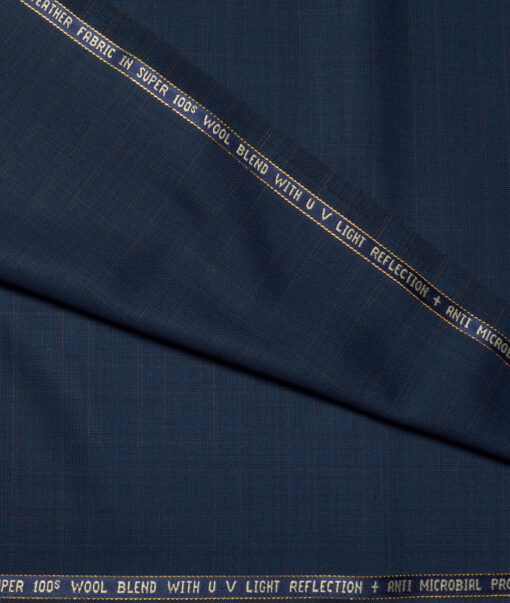 Raymond Super 100's Checks 52% Merino Wool Suiting Fabric (Nile Blue)