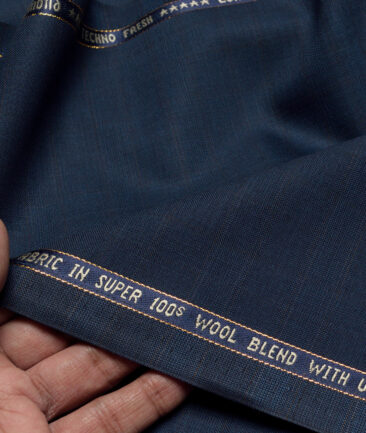 Raymond Super 100's Checks 52% Merino Wool Suiting Fabric (Nile Blue)