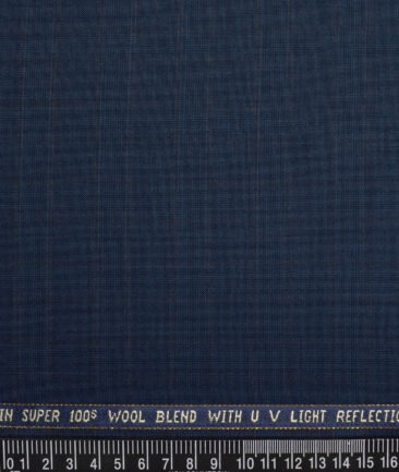 Raymond Super 100's Checks 52% Merino Wool Suiting Fabric (Nile Blue)