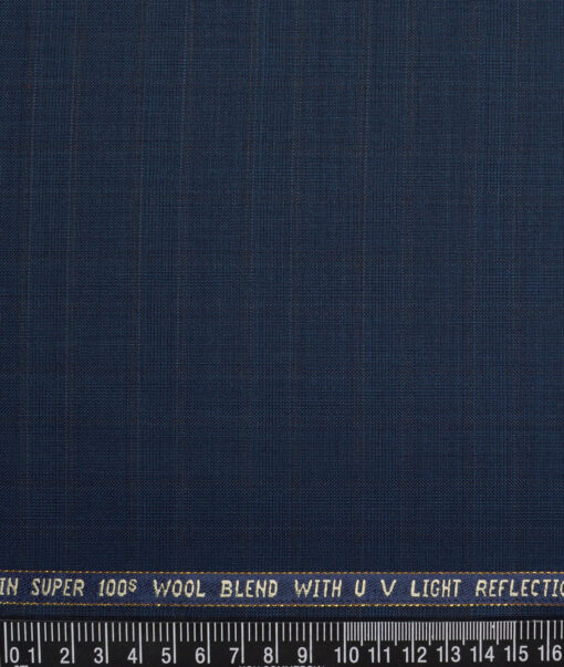 Raymond Super 100's Checks 52% Merino Wool Suiting Fabric (Nile Blue)