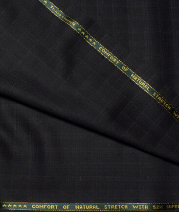 Raymond Exotic Super 100's Checks 52% Merino Wool Stretchable Suiting Fabric (Black & Grey)